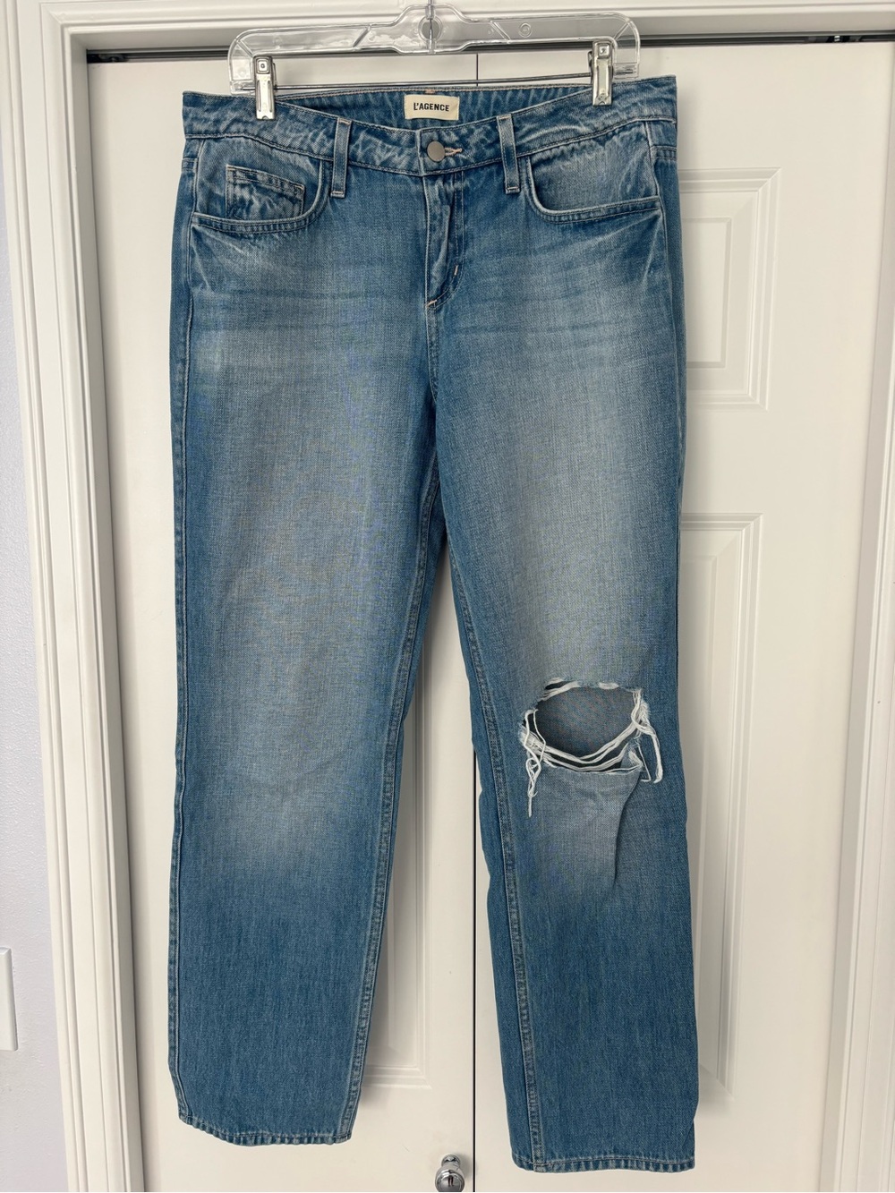 L'AGENCE Boyfriend Jeans with Knee Rip